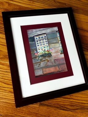 NYC watercolor in frame by Ellen Pliskin (signed & authenticated)
